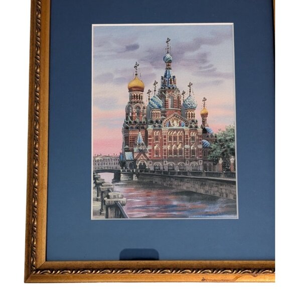 Framed Watercolor Painting Of Church of The Savior on Spilled Blood St. Petersbu - Picture 13 of 15